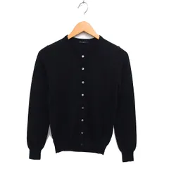 マカフィー MACPHEE トゥモローランド ハイゲージ カーディガン ニット リブ ウール クルーネック 長袖 M 黒 ブラック /NT12