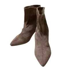  【美品】nano universe ナノユニバース ショートブーツ スエード調 ブラウン レディース 38サイズ  【Z1723】