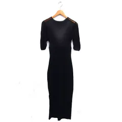 エイミーイストワール eimy istoire レース タイト ワンピース マキシ ニット 透かし編み 切替 七分袖 F 黒 ブラック /NT24