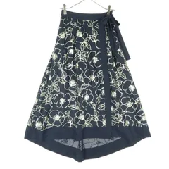 Lily Brown リリーブラウン 花柄 ロング丈 フレアスカート F ネイビー LWFS182091 レディース 古着