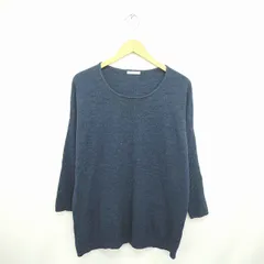 シンプリシテェ Simplicite ワンピース ニット ひざ丈 丸首 プルオーバー 無地 シンプル 長袖 紺 ネイビー /TT6