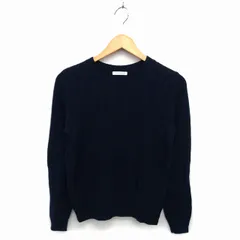 テチチ Te chichi ニット セーター クルーネック ウール混 リブ ケーブル編み クロップド 長袖 M 紺 ネイビー /NT17