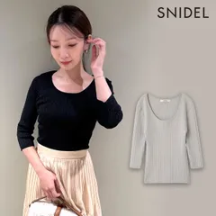 【SALE50%OFF】【即納】 スナイデル SNIDEL トップス 25秋冬 Uネックシンプルリブニットプルオーバー Tシャツ 半袖 長袖 タイト 7分袖 無地 swnt254249