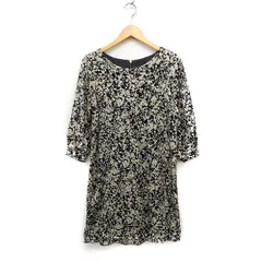 ロッソ ROSSO アーバンリサーチ 柄 ワンピース 七分袖 ひざ丈 Aライン F ブラック 黒 /FT11