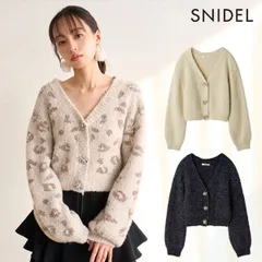 【SALE50%OFF】【即納】 スナイデル SNIDEL トップス 25秋冬 ビジューリボンショートカーディガン ショート丈 長袖 swnt255109