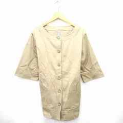 アデュートリステス ADIEU TRISTESSE シャツ ジャケット リボン 紐 丸首 七分袖 コットン 綿 36 ベージュ ブラック 黒 /MT2のサムネイル