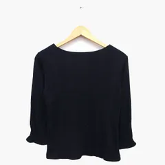 エニィスィス エニシス anySiS リブ カットソー 七分袖 丸首 綿混 袖タック 厚手 3 ブラック 黒 /HT9