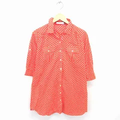 アズノウアズ ピンキー AS KNOW AS PINKY ワンピース シャツ ひざ丈 ドット 薄手 綿 コットン 七分袖 ＊ オレンジ /TT2