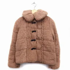 ミニマム MINIMUM 中綿 ジャケット ラウンドカラー ウール混 起毛 総柄 リボン 2 ブラウン 茶 /HT19