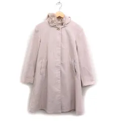 アースミュージック&エコロジー EARTH MUSIC & ECOLOGY エコファー付き フーデッド コート アウター ミドル丈 無地 メルトン S ライトピンク /FT8