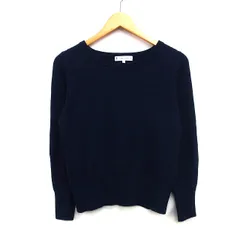 クミキョク 組曲 KUMIKYOKU セーター ニット ケーブル編み 切替リブ 長袖 丸首 ウール混 アンゴラ混 2 ネイビー 紺 /HT6