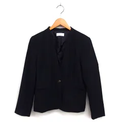 インデックス INDEX ノーカラー ジャケット アウター 総裏地 スリット シンプル L 黒 ブラック /NT19