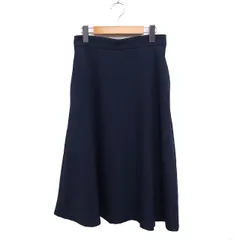ナチュラルビューティーベーシック NATURAL BEAUTY BASIC フレア スカート ロング ミモレ丈 柄 M ネイビー 紺 /FT14