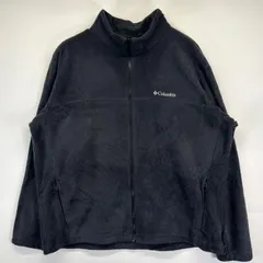 古着 コロンビア Columbia フリースジャケット 大きいサイズ アウトドア ワンポイントロゴ刺繍 フルジップ 2XL  ブラック メンズ