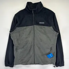 古着 コロンビア Columbia フリースジャケット フルジップ ワンポイントロゴデザイン 新品タグ アウトドア L  ブラック メンズ