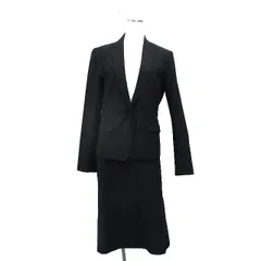 コムサイズム COMME CA ISM スーツ セットアップ テーラードジャケット フレアスカート 膝丈 ストライプ L ブラック 黒 /KT1