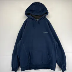 古着 コロンビア Columbia パーカー スウェットパーカー プルオーバー  フーディ アウトドア 大きいサイズ XL  ネイビー メンズ