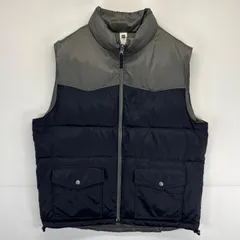 古着 ギャップ GAP ベスト ナイロン フルジップ 中綿 ツートンカラー L  ネイビー系 メンズ
