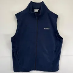古着 コロンビア Columbia ベスト フリースベスト フルジップ ワンポイントロゴ L  ネイビー メンズ