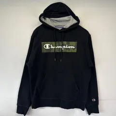 古着 チャンピオン Champion パーカー プルオーバー フーディー ビックロゴプリント 大判 スポーツ  M  ブラック メンズ
