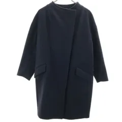 JOURNAL STANDARD ジャーナルスタンダード ノーカラーコート 38 ネイビー レディース 古着