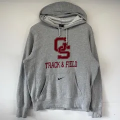 古着 ナイキ NIKE パーカー プルオーバー フーディー カレッジプリント ワンポイントロゴ スポーツ M  グレー系 メンズ
