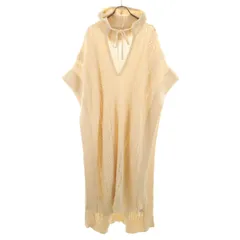 美品 Little Suzie リトルスージー ニット ロング ポンチョ ONE SIZE ペールオレンジ レディース 古着