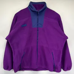 古着 コロンビア Columbia フリースジャケット フルジップ ワンポイントロゴ アウトドア ナイロン切り替え  パープル メンズ