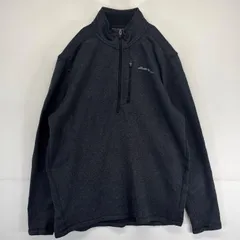 古着 エディー・バウアー Eddie Bauer ハーフジップフリースジャケット プルオーバー  トレーナー ワンポイントロゴ刺繍 L  ダークグレー系 メンズ