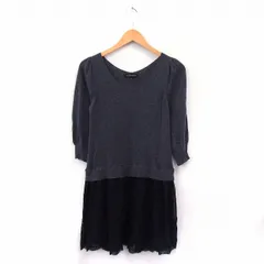 ジルスチュアート JILL STUART ワンピース 膝丈 長袖 フレア ニット バックレース 0 グレー ブラック /ST51