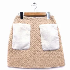 リリーブラウン Lily Brown 台形 スカート ミニ 起毛 キルティング ビジュー装飾 ボアポケット 0 ベージュ /HT34