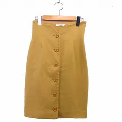 スナイデル SNIDEL スカート タイト ひざ丈 前ボタン 裏地付き 無地 0 マスタード 黄色 /C