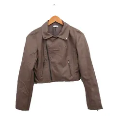 リゼクシー RESEXXY フェイクレザー ジャケット ジップアップ シンプル F ブラウン 茶 /KT14