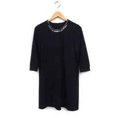 ブラック バイ マウジー BLACK by moussy ビジュー付き ワンピース 七分袖 ひざ丈 丸首 無地 2 ブラック 黒 /FT41のサムネイル
