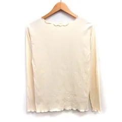 ディスコート Discoat リブ ニット セーター シンプル フリル シーム加工 長袖 丸首 綿混 F ライトベージュ /HT25