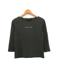 カルバンクラインジーンズ Calvin Klein Jeans 国内正規品 カットソー Tシャツ 七分袖 コットン ビジュー ロゴ L カーキ /KT2