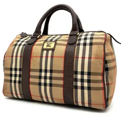 BURBERRY バーバリー ミニボストン ハンドバッグ ノバチェック ロゴプレート ホースロゴ ベージュ ブラウン レディース 自立 シャドーホース 手持ち