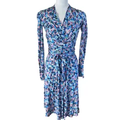 DHELA マルチカラー ワンピース ストレッチ ダイアンフォンファステンバーグやISSAお好きな方に UK6