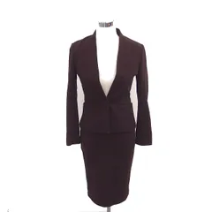 エポカ EPOCA セットアップ 上下 ノーカラー ジャケット タイト スカート ひざ丈 38 赤紫 ボルドー /TT