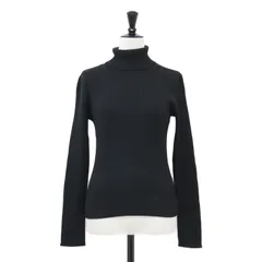 【美品】BURBERRY BLUE LABEL バーバリー ブルーレーベル ニット ブラック 黒 サイズ:M | ロゴ 刺繍 リブニット | プルオーバー 長袖 タートルネック コンパクト ウール | トップス セーター【レディース】【中古】