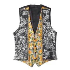 【美品】DOLCE&GABBANA ドルチェ&ガッバーナ ベスト ブラック 黒 サイズ:46 | アート柄 シルク ベスト | イタリア製 | トップス【メンズ】【中古】のサムネイル