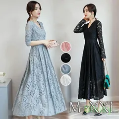 パーティードレス 結婚式 ワンピース ロング丈 総レース 刺繍 ワンピース パーティードレス ロング 大きいサイズ 入園式 二次会 謝恩会 同