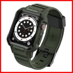 【特価商品】3 4 5 6 2 7 8 シリーズ ベルト Watch用 Watch用 Apple Apple 1 耐衝撃 エッジ保護 ミリタリー保護カバー TPU バンド バンド バンド スポーツ SE対応(グリーン) アップルウォッチ用 ケース付き 一体型