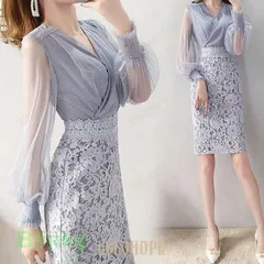 ワンピース パーティードレス 結婚式 ワンピース フォーマルドレス お呼ばれ ミモレ丈 ミディアムドレス 膝丈 長袖 大きいサイズ 20代 30代