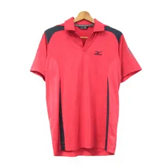 ミズノ 半袖シャツ ストレッチ ゴルフウエア スポーツウエア トップス 赤 黒 メンズ Mサイズ レッド×ブラック Mizuno 【中古】