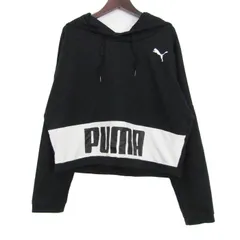 プーマ パーカー スウェット フーディ 長袖 ストレッチ スポ―ツウエア トップス 黒 レディース US Lサイズ ブラック PUMA 【中古】