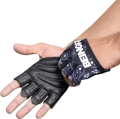 Being fit Beingfit トレーニンググローブ 筋トレ メンズ レディース 指から手のひらまで 半指デザイン 着脱簡単 革製 手のひらで高グリップ＆強度サポートのトレーニング手袋 ジム・フィットネス・懸垂に最適 (ブラック,  M)のサムネイル