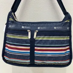 8382　LeSportsac レスポートサック　ショルダーバッグ　デラックスエブリデイ　レディース　ネイビー　紺　デニム柄　ボーダー　ストライプ　軽量　カジュアル　シンプル