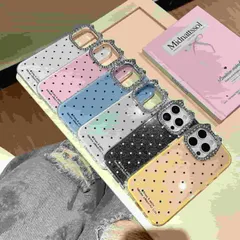 iPhone17 ケース 未使用 iPhone17Pro ケース iPhone16 ケース iPhoneケース 猫耳 韓国 ビジュー かわいい おしゃれ キラキラ 猫 リボン 大人可愛い ドット スマホケース 水玉 パステルカラー xkxiaoz195