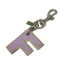COACH(コーチ) キーホルダー(チャーム) - ライトパープル×白×ゴールド Fモチーフ レザー
